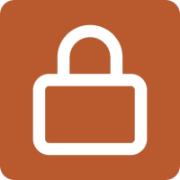 Orange square with a padlock icon.