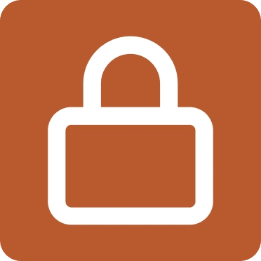Orange square with a padlock icon.