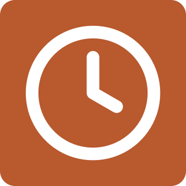 Orange square with a clock icon.