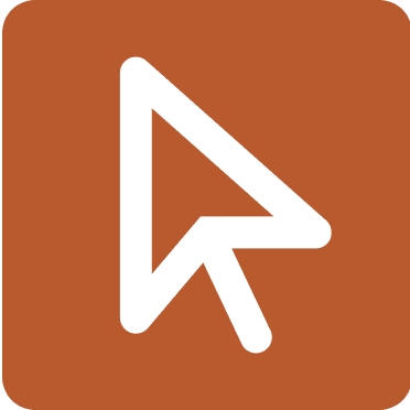 Orange square with a computer cursor icon.