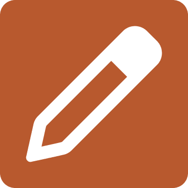 Orange square with a pen icon.